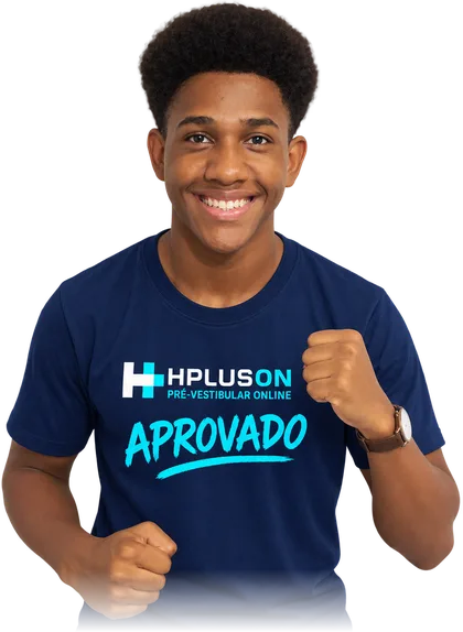 Thomas Dereck, aprovado em Engenharia Aeroespacial na UFSM, com a camiseta HPLUSON
