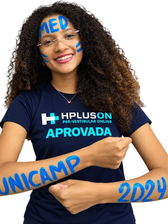 Aluna aprovada do HPLUSON com “UNICAMP 2024” escrito no braço