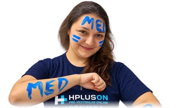 Aluna aprovada do HPLUSON com “MED UNIRIO” escrito no braço