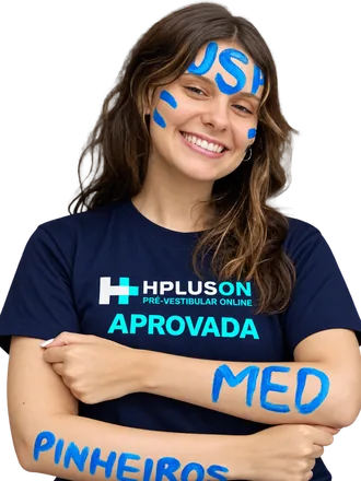 Aluna aprovada do HPLUSON com “FAMEMA” e “Santa Casa” escritos no braço